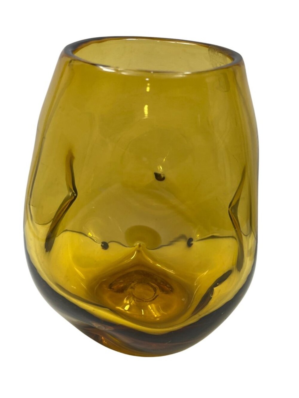 Amber Handblown Glass Vase With Unique Organic Design & Smooth Finish C79